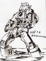 Rule 34 | 1980s (style), 1boy, autobot, bumblebee, greyscale, grin, grinding, gun, kamizono (spookyhouse), machine, machinery, male focus, md5 mismatch, mecha, monochrome, oldschool, resized, retro artstyle, robot, science fiction, smile, solo, standing, standing on liquid, transformers, weapon