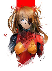 Rule 34 | 10s, 1girl, bad id, bad pixiv id, blue eyes, bodysuit, breasts, brown hair, closed mouth, evangelion: 3.0 you can (not) redo, eyepatch, hair between eyes, hair ornament, headgear, ikuyoan, long hair, looking at viewer, neon genesis evangelion, pilot suit, plugsuit, rebuild of evangelion, serious, simple background, sketch, skinny, small breasts, solo, souryuu asuka langley, tape, turtleneck, two side up, upper body, white background
