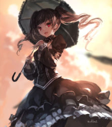 Rule 34 | 10s, 1girl, artist name, bad id, bad pixiv id, blurry, breasts, brown hair, drill hair, gothic lolita, idolmaster, idolmaster cinderella girls, kanzaki ranko, lolita fashion, looking at viewer, open mouth, parasol, red eyes, silver hair, sketch, small breasts, solo, swd3e2, twintails, umbrella