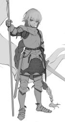 Rule 34 | 1girl, absurdly long hair, absurdres, armor, braid, braided ponytail, breastplate, commentary, english commentary, fate/apocrypha, fate (series), full body, gauntlets, greyscale, hair between eyes, highres, holding, holding sword, holding weapon, jason kim, jeanne d&#039;arc (fate), jeanne d&#039;arc (ruler) (fate), long hair, looking at viewer, monochrome, plate armor, sheath, simple background, solo, standing, sword, very long hair, weapon, white background