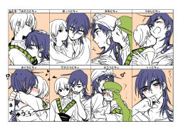 Rule 34 | 2boys, arms around neck, bad id, bad pixiv id, blanket, blue hair, blush, chart, closed eyes, clothes pull, couple, earrings, freckles, hand on another&#039;s head, hand on another&#039;s shoulder, hand on own face, heart, holding hands, hoop earrings, hug, ja&#039;far (magi), jewelry, keffiyeh, kiss, kiss chart, kissing ear, kissing forehead, kissing hand, laughing, long hair, looking at another, looking down, magi the labyrinth of magic, male focus, monochrome, multiple boys, multiple drawing challenge, necking, omari, open mouth, partially colored, shirt pull, short hair, simple background, sinbad (magi), spot color, sweat, tears, translation request, turban, white hair, yaoi