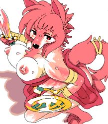 Rule 34 | breasts, furry, lowres, pink hair, shield, sword, tagme, weapon, wolf