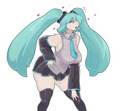 Rule 34 | 1girl, absurdres, aqua eyes, aqua hair, black skirt, black sleeves, black thighhighs, body fur, breasts, commentary, cumbread, curvy, detached sleeves, english commentary, fewer digits, furrification, furry, furry female, goat girl, hatsune miku, heart, highres, large breasts, leaning forward, long hair, looking at viewer, open mouth, skindentation, skirt, snout, solo, thick thighs, thighhighs, thighs, very long hair, vocaloid, white fur, wide hips