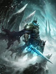 Rule 34 | 1boy, armor, arthas menethil, frostmourne, full armor, highres, lich king, male focus, snow, sword, warcraft, weapon, white hair, world of warcraft