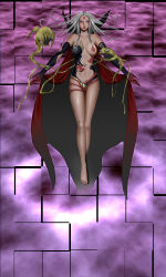 Rule 34 | 1990s (style), 1girl, barefoot, breasts, cape, cloud of darkness, dissidia final fantasy, elbow gloves, final fantasy, final fantasy iii, gbou, gloves, grey hair, highres, large breasts, legs, long hair, long legs, monster, revealing clothes, solo, thigh gap, thighs