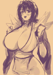 Rule 34 | 1girl, breasts, huge breasts, iroha (samurai spirits), maid, negresco, samurai spirits, smile, solo