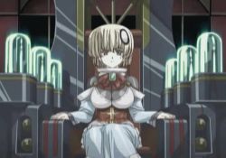 Rule 34 | 1girl, animated, animated gif, anita (growlanser), bandages, blonde hair, bouncing breasts, bow, breasts, brown eyes, cleavage, dress, female focus, growlanser, growlanser vi, hair ornament, large breasts, short hair, sitting, solo, standing, walking