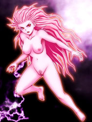 Rule 34 | 1990s (style), 1girl, breasts, cleft of venus, colored skin, completely nude, fang, female pubic hair, final fantasy, final fantasy vi, kitamura (bamboo), long hair, monster girl, nipples, nude, pink hair, pink skin, pointy ears, psychic, pubic hair, pussy, red eyes, retro artstyle, solo, tina branford, trance terra branford, uncensored