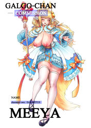 Rule 34 | 1girl, absurdres, animal ear fluff, animal ears, arch bishop (ragnarok online), bell, black footwear, blonde hair, blue dress, blush, borrowed character, bow, breasts, breasts out, character name, cleavage, cleavage cutout, closed eyes, clothing cutout, commentary request, commission, crosier, cross, dress, dress bow, feathered wings, fox ears, fox girl, fox tail, frilled dress, frilled sleeves, frills, full body, galgo (awokenisfear), hair bell, hair ornament, head wings, highres, holding, holding staff, jingle bell, large breasts, long hair, low twintails, medium bangs, nipples, official alternate costume, open mouth, ragnarok online, reaching, reaching towards viewer, shoes, simple background, smile, staff, standing, standing on one leg, tail, thick thighs, thighhighs, thighs, twintails, two-tone dress, white background, white dress, white thighhighs, white wings, wings, yellow bow