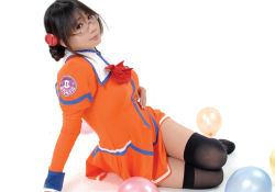 Rule 34 | asian, balloon, braid, chocoball, cosplay, fujisawa yayoi, glasses, photo (medium), thighhighs, uchuu no stellvia, uniform