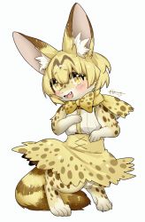 Rule 34 | 10s, artist request, blonde hair, brown eyes, furry, highres, kemono friends, open mouth, serval (kemono friends), short hair