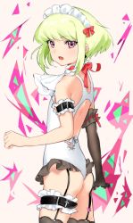 Rule 34 | 1boy, androygnous, arm garter, artist request, ass, bad id, bad twitter id, black thighhighs, blonde hair, blush, bridal garter, crossdressing, earrings, elbow gloves, garter straps, gloves, green hair, headband, jewelry, leotard, lio fotia, looking at viewer, male focus, one-piece swimsuit, open mouth, promare, purple eyes, short hair, simple background, single glove, solo, swimsuit, thighhighs, trap