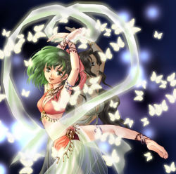 Rule 34 | anklet, armpits, barefoot, bracelet, bug, butterfly, dancer, dancing, feet, fire emblem, fire emblem: genealogy of the holy war, green eyes, green hair, insect, jewelry, laylea (fire emblem), lene (fire emblem), long hair, lots of jewelry, midriff, necklace, nintendo, ponytail, ribbon, short hair, skirt, usachu now