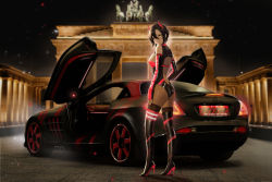 Rule 34 | 1girl, absurdres, alternate costume, azur lane, berlin, boots, brandenburg gate, butterfly doors, car, character name, copyright name, elbow gloves, full body, gloves, hand on own thigh, heattech leotard, high heel boots, high heels, highres, horns, kcar66t, leotard, license plate, looking at viewer, mercedes-benz, mercedes-benz slr mclaren, motor vehicle, night, product placement, race queen, real world location, sky, sports car, star (sky), starry sky, thigh boots, turtleneck, ulrich von hutten (azur lane)