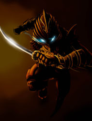 Rule 34 | 00s, armor, blue eyes, helmet, karas, katana, male focus, otoha (karas), solo, sword, weapon