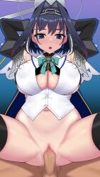 Rule 34 | 1boy, 1girl, animated, aqua ribbon, arms behind back, arms behind head, arms up, black shirt, black sleeves, black thighhighs, blue background, blue eyes, blue hair, blush, bottomless, bouncing breasts, breasts, censored, chain hairband, covered erect nipples, cowboy shot, cropped shirt, cum, cum in pussy, detached sleeves, dot nose, earrings, ejaculation, eyebrows, from below, girl on top, hairband, hetero, highres, hololive, hololive english, jewelry, large breasts, live2d, lk (lk00), looking down, medium hair, moaning, mosaic censoring, navel, neck ribbon, nt00, open clothes, open mouth, open shirt, ouro kronii, ouro kronii (1st costume), penis, pussy, reverse upright straddle, ribbon, riding, sex, sex from behind, shirt, simple background, sitting, sitting on person, sleeveless, sleeveless shirt, smile, solo focus, sound, spread legs, tagme, thighhighs, underboob, vaginal, video, virtual youtuber, white shirt, zerodiamonds (voice actor)