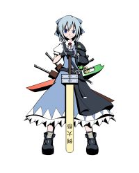 Rule 34 | 1girl, absurdres, adapted costume, advent cirno, bad id, bad pixiv id, blue eyes, blue hair, circled 9, cirno, full body, gloves, highres, keroro, matching hair/eyes, popsicle stick, short hair, smile, solo, sword, t283, t tsubasa, touhou, transparent background, weapon, wings