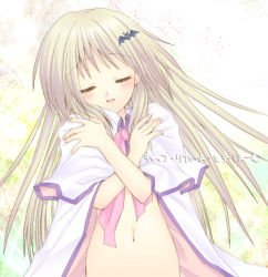 Rule 34 | bottomless, cape, crossed arms, closed eyes, fuyuichi, little busters!, long hair, noumi kudryavka, solo