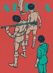 Rule 34 | 4boys, akira (manga), kaneda shoutarou (akira), multiple boys, red background, shima tetsuo, tagme, yamagata