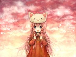 Rule 34 | 1girl, :3, animal hat, anko kinako, blue eyes, cat hat, clenched hands, hat, long hair, looking at viewer, megurine luka, megurine luka (toeto), pink hair, solo, tears, toeto (vocaloid), vocaloid