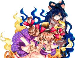 Rule 34 | antinomy of common flowers, bow, hair bow, harukawa moe, jewelry, multiple hair bows, necklace, siblings, sideways mouth, sisters, tagme, touhou, transparent background, yorigami jo&#039;on, yorigami shion