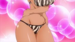 Rule 34 | 1girl, akaza chacha, animated, animated gif, blue eyes, blush, bra, breasts, grabbing own breast, highres, huge breasts, maken-ki!, maken-ki! two, panties, silver hair, striped bra, striped clothes, striped panties, takami akio, thick thighs, thighs, underwear, wide hips, xebec