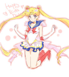 Rule 34 | 1girl, bad id, bad pixiv id, bishoujo senshi sailor moon, blonde hair, blue eyes, blue sailor collar, boots, bow, brooch, choker, double bun, elbow gloves, full body, gloves, hair bun, hair ornament, hairpin, happy birthday, heart, heart brooch, jewelry, jumping, knee boots, long hair, magical girl, multicolored clothes, multicolored skirt, pleated skirt, red bow, ribbon, sailor collar, sailor moon, sketch, skirt, smile, solo, super sailor moon, tiara, tktn, tsukino usagi, twintails, very long hair, white background, white gloves