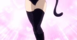 Rule 34 | 1girl, animal ears, animated, animated gif, breasts, cat ears, cat tail, erza scarlet, fairy tail, fairy woman, fake ears, fishnets, gloves, hand on own hip, large breasts, leather, leotard, long hair, lowres, mask, red hair, tail, thighhighs, white gloves