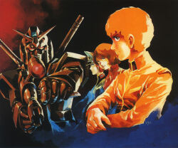 Rule 34 | 1980s (style), 1boy, 2girls, aiming, aiming at viewer, amuro ray, beam rifle, concept art, earth federation space forces, energy gun, fraw bow, glint, gundam, hat, looking at viewer, matilda ajan, mecha, military, military uniform, mobile suit, mobile suit gundam, multiple girls, official art, oldschool, painting (medium), production art, promotional art, retro artstyle, robot, rx-78-2, scan, science fiction, scope, traditional media, uniform, upper body, v-fin, weapon, yasuhiko yoshikazu