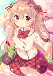 Rule 34 | 1girl, absurdres, blazer, blue sky, blush, bow, bowtie, breasts, brown eyes, brown jacket, brown sweater, closed mouth, collared shirt, commentary request, crepe, day, feeding, flower, food, hair between eyes, hair ornament, hair ribbon, hairclip, heart, highres, holding, holding food, holding spoon, ikari (aor3507), incoming food, jacket, light brown hair, long hair, long sleeves, medium breasts, moe2019, original, outdoors, petals, pink flower, plaid, plaid skirt, pleated skirt, pov feeding, red bow, red bowtie, red ribbon, red skirt, ribbon, school uniform, shirt, skirt, sky, sleeves past wrists, smile, solo, spoon, sweater, tree, two side up, very long hair, white shirt