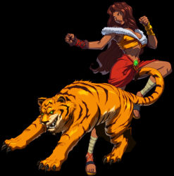 Rule 34 | brown hair, cape, claws, fangs, kongai, sandals, sash, solo, tiger, tiki villagers, yellow eyes, zina