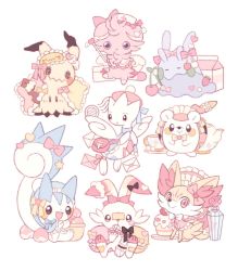 Rule 34 | :&gt;, bad id, bad twitter id, bag, bottle, bow, capelet, cherry, closed mouth, clothed pokemon, creatures (company), cup, cushion, envelope, espurr, fennekin, food, fruit, game freak, gen 1 pokemon, gen 2 pokemon, gen 4 pokemon, gen 6 pokemon, gen 7 pokemon, gen 8 pokemon, goomy, hat, highres, holding, looking at viewer, maid headdress, mimikyu, moco font, nintendo, no humans, nurse cap, open mouth, pachirisu, pikachu, pink bow, pink headwear, poke puff, pokemon, pokemon (creature), saucer, scorbunny, shoulder bag, sleep mask, smile, strawberry, teacup, teapot, togedemaru, togetic