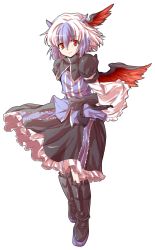 Rule 34 | 1girl, alphes (style), bad id, bad pixiv id, blue hair, blush, dairi, full body, head wings, horns, multicolored hair, parody, red eyes, short hair, silver hair, smile, solo, style parody, tokiko (touhou), touhou, transparent background, two-tone hair, wings