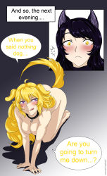 Rule 34 | 2girls, anal, anal object insertion, ass, blake belladonna, highres, multiple girls, nude, object insertion, rwby, yang xiao long