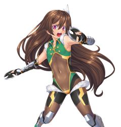 Rule 34 | 1boy, androgynous, blush, bodysuit, boots, brown hair, fighting stance, gloves, holding, holding weapon, leotard, lilith-soft, long hair, male focus, obui, official art, open mouth, serious, shiny clothes, shiny skin, shuriken, solo, tagme, taimanin (series), taimanin asagi, taimanin rpgx, trap, uehara shikanosuke, very long hair, weapon, wide hips
