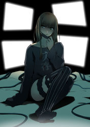 Rule 34 | 1boy, :d, asymmetrical legwear, backlighting, bed sheet, black mask, blunt bangs, brown hair, green eyes, gretel (sinoalice), legband, long hair, long sleeves, looking away, male focus, mask, mibry (phrysm), monitor, mouth mask, open mouth, shirt, sidelocks, sinoalice, sitting, smile, solo, surgical mask, t-shirt, thighhighs, tongue, tongue out, trap, uneven legwear, wire, zettai ryouiki