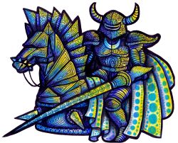 Rule 34 | armor, guardian (zelda), helmet, highres, holding, horns, horse, iron knuckle, knight, lance, mask, nintendo, polearm, rebonack, the legend of zelda, weapon, zelda ii: the adventure of link