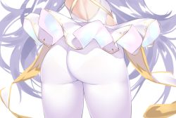 Rule 34 | 1girl, ass, ass focus, azur lane, from behind, head out of frame, highres, kuavera, le malin (azur lane), le malin (muse) (azur lane), long hair, panties, panties under pantyhose, pantyhose, purple hair, skirt, solo, underwear, very long hair, white pantyhose