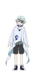Rule 34 | 1boy, black shorts, child, eyepatch, full body, highres, looking at viewer, odin (sigururi), official art, red eyes, senyoku no sigrdrifa, shoes, short hair, shorts, silver hair, sneakers, standing, transparent background