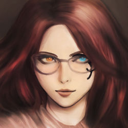 Rule 34 | 1girl, bad id, bad pixiv id, close-up, elden ring, facial tattoo, glasses, highres, llck, looking at viewer, melina (elden ring), self-upload, solo, tattoo
