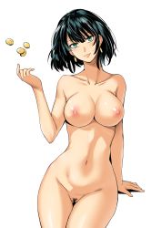 Rule 34 | 1girl, absurdres, breasts, female focus, fubuki (one-punch man), haruhisky, highres, navel, nude, one-punch man, pussy, simple background, sitting, solo, tagme, uncensored, white background, ​