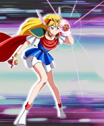 Rule 34 | 1990s (style), absurdres, akazukin chacha, blonde hair, highres, magical princess, shield, sword, weapon