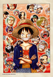 Rule 34 | 4girls, 6+boys, abs, absurdres, admiral, baseball cap, basil hawkins, beard, belt, black eyes, black hair, blonde hair, blouse, blue hair, blue shirt, blue skin, blush, blush stickers, boa hancock, borsalino (kizaru), brook (one piece), brown eyes, buttons, center opening, cigarette, clenched teeth, collarbone, colored skin, crossed arms, earrings, edward newgate, emporio ivankov, eustass kid, facial hair, franky (one piece), glasses, goatee, green hair, grin, hair over one eye, hat, highres, jewelry, jewelry bonney, jinbe (one piece), killer (one piece), kuzan (aokiji), lipstick, long sleeves, looking at viewer, magellan, makeup, marines, marines (one piece), mask, monkey d. garp, monkey d. luffy, multiple boys, multiple girls, muscular, mustache, nami (one piece), necklace, nico robin, oda eiichirou, official art, one-eyed, one piece, open clothes, open mouth, open shirt, orange hair, pants, pearl necklace, pink hair, portgas d. ace, purple hair, red hair, roronoa zoro, sakazuki (akainu), sanji (one piece), scar, scratchmen apoo, sengoku (one piece), shanks (one piece), shirt, short hair, skeleton, smile, straw hat, striped clothes, striped shirt, sunglasses, teeth, tony tony chopper, trafalgar law, usopp, white hair, whitebeard, wide sleeves, x drake