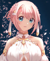 Rule 34 | 1girl, blue eyes, blush, breasts, highres, large breasts, looking at viewer, open mouth, pink hair, princess connect!, yui (ceremonial) (princess connect!), yui (princess connect!)