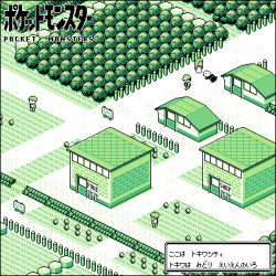 Rule 34 | 1girl, 4boys, baseball cap, building, commentary request, copyright name, creatures (company), door, flower, from above, game freak, grass, green theme, hat, kow (torakow), ledge, lowres, multiple boys, nintendo, path, pixel art, pokemon, pokemon center, pokemon rgby, red (pokemon), road, shop, short hair, sign, standing, translation request, tree, viridian city, walking