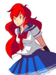 Rule 34 | 1girl, drawfag, long hair, magami eiko, non-web source, project a-ko, red eyes, red hair, school uniform, serafuku, solo