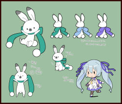 Rule 34 | 1girl, 1other, animal, animal ears, animal focus, bare arms, blue hair, blue scarf, blush stickers, character sheet, chibi, commentary, dress, fingerless gloves, full body, gloves, green scarf, hair ribbon, hatsune miku, holding, holding animal, light blue hair, long hair, looking at viewer, multiple views, necktie, nekosumi, official art, outstretched arms, pantyhose, pom pom (clothes), purple gloves, purple ribbon, purple scarf, rabbit, rabbit ears, rabbit tail, rabbit yukine, ribbon, scarf, sleeveless, sleeveless dress, smile, solid oval eyes, standing, tail, translated, twintails, very long hair, vocaloid, walking, white dress, yellow necktie, yuki miku, yuki miku (2014)