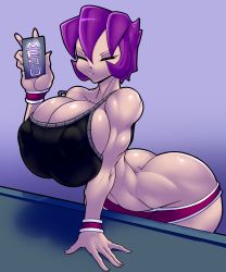 Rule 34 | 1girl, abs, absurdres, ass, ber00, breasts, butt crack, closed eyes, female focus, gaz membrane, highres, huge ass, huge breasts, invader zim, mature female, muscular, muscular female, purple hair, solo