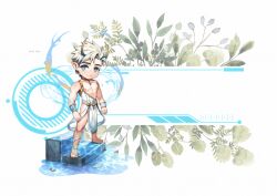 Rule 34 | 1boy, abs, adoptable, animated, animated gif, arkapami, bara, bare pectorals, bracelet, bright pupils, bulge, chibi, covered abs, covered navel, elf, english text, feet out of frame, grey hair, hand on own head, horns, jewelry, large pectorals, male focus, multicolored hair, muscular, muscular male, nipples, original, pectorals, pelvic curtain, pointy ears, short hair, sideburns, smile, stomach, thick thighs, thighs, two-tone hair