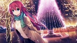 Rule 34 | blue eyes, coat, grisaia (series), highres, long hair, looking at viewer, neckerchief, red hair, smile, suou amane